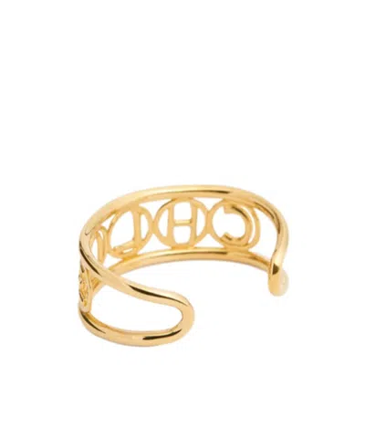 Chloé Script Logo Cuff Bracelet In Gold