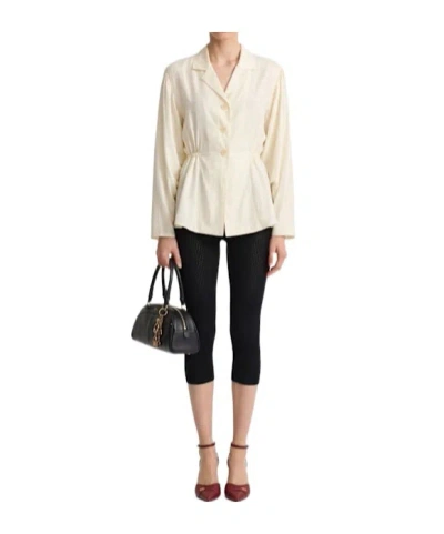 Chloé White Solid Notched Lapel Top In White