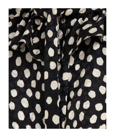 Chloé Women Black Blouse With High Neck And All-over Polka Dot Motif In Silk Woman In Black