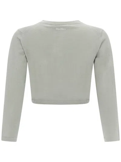 Max Mara Silk And Cashmere Crew Neck Cardigan In Gray