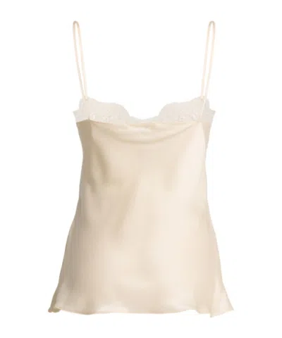Chloé Women Ivory Washed Silk Satin And Lace Camisole Top In Neutral