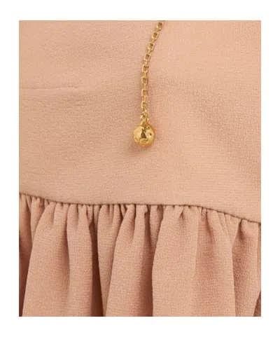 Chloé Tiered Ruffle Organic Silk Georgette Babydoll Top In Pink