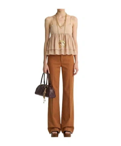 Chloé Tiered Ruffle Organic Silk Georgette Babydoll Top In Pink