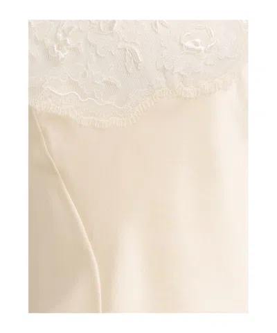 Chloé Women Ivory Washed Silk Satin And Lace Camisole Top In Neutral