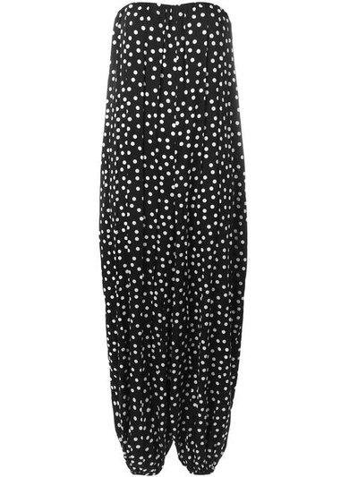 Dolce & Gabbana Strapless Polka Dot Jumpsuit In Black, Geometric. In Black & White