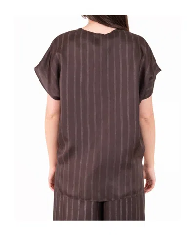 Alysi Vertical-stripe Silk Blouse In Brown