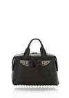 ALEXANDER WANG ROGUE LARGE SATCHEL IN BLACK WITH EMBOSSED SNAKE,20S0277