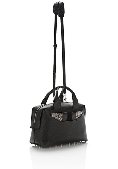 Shop Alexander Wang Rogue Large Satchel In Black With Embossed Snake