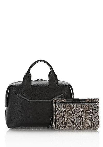 Shop Alexander Wang Rogue Large Satchel In Black With Embossed Snake