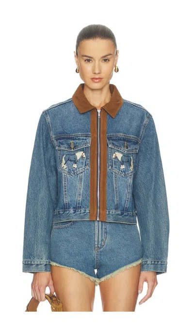 Understated Leather Horsey Jacket In Blue