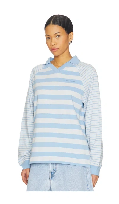 Samsoe & Samsoe Saella Long Sleeve Polo In Blue