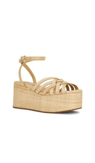 Loeffler Randall Channing Raffia Platform Wedge Sandals In Neutral