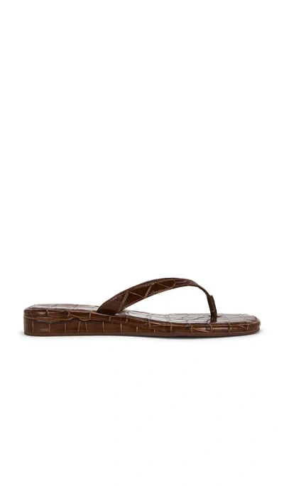 Loeffler Randall Lina Croc-effect Leather Thong Sandals In Brown