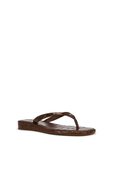 Loeffler Randall Lina Croc-effect Leather Thong Sandals In Brown