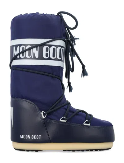 Moon Boot Blue Logo Boots In Blue