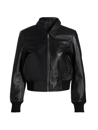 R13 Berlin Leather Bomber Jacket In Black