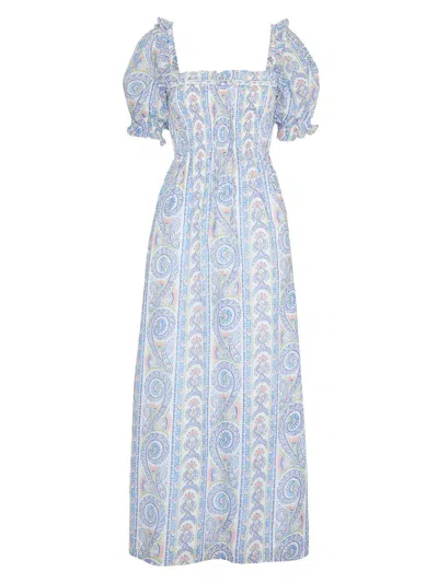 Hill House Home The Scarlett Nap Midi Dress Corsica Paisley Blue