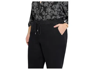 Nydj Plus Size Relaxed Drawstring Pull-on Denim Pants In Black