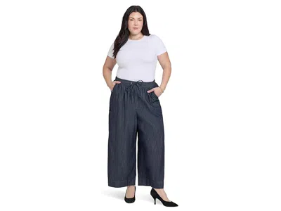 Nydj Plus Size Whitney Crop Pull-on Cargo Pants In Blue