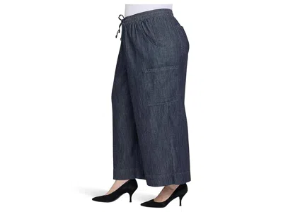 Nydj Plus Size Whitney Crop Pull-on Cargo Pants In Blue