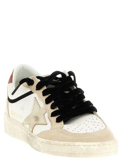 Golden Goose Ball Star Leather Upper Suede Toe And Spur Laminated Star Waxed Suede Heel Sneakers White