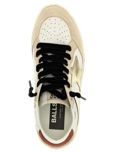 Golden Goose Ball Star Leather Upper Suede Toe And Spur Laminated Star Waxed Suede Heel Sneakers White