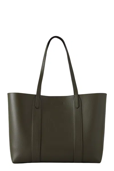 Mulberry Bayswater Green Tote Bag With Front Turn-lock Closure In Leather Woman