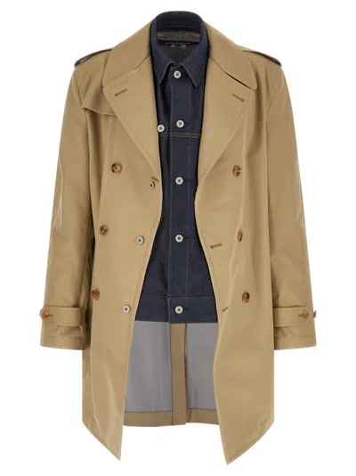 Junya Watanabe Cotton Double-breasted Coat In Brown