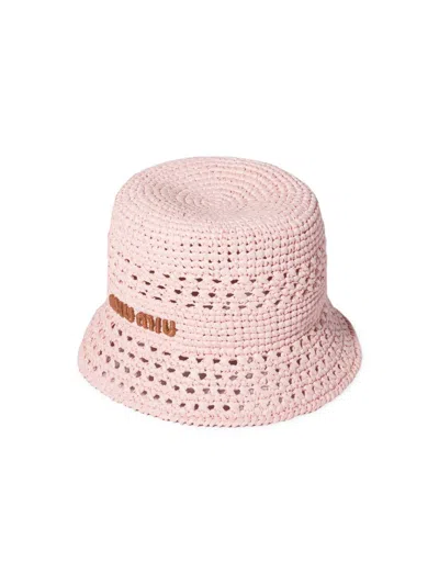 Miu Miu Woven Fabric Hat In Pink