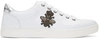 DOLCE & GABBANA White Embroidered Bee Crown Sneakers