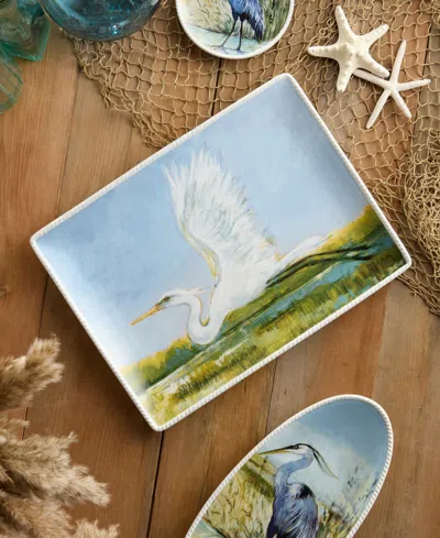 Certified International Coastal Birds Rectangular Platter In Multi