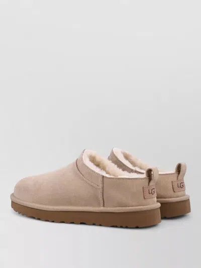Ugg Micro Slippers Pull Tab Round Toe Rubber Sole In Brown