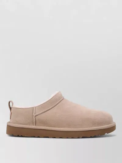 Ugg Micro Slippers Pull Tab Round Toe Rubber Sole In Brown