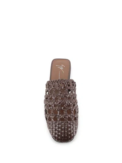 Giuseppe Zanotti Hand-woven Cage Slipper In Brown
