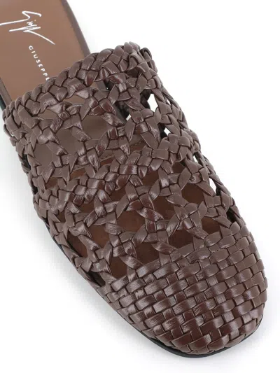 Giuseppe Zanotti Hand-woven Cage Slipper In Brown