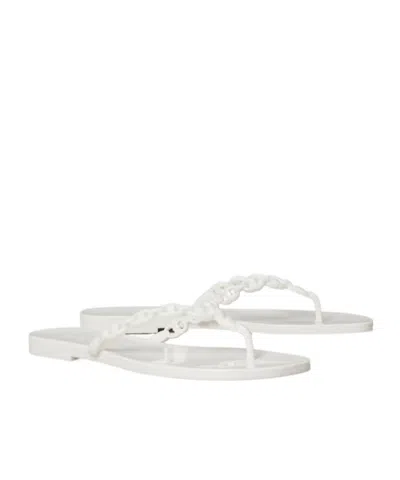 Tory Burch Flat Sandals Braided Strap Open Toe In White