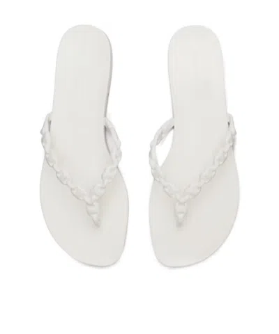 Tory Burch Flat Sandals Braided Strap Open Toe In White
