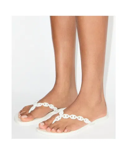 Tory Burch Flat Sandals Braided Strap Open Toe In White