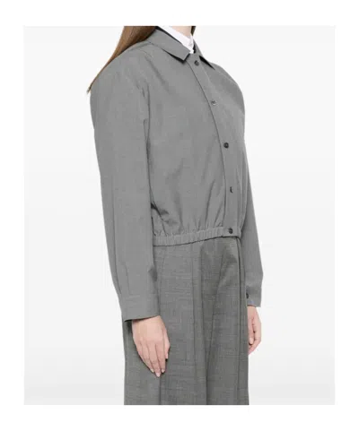 Jil Sander Pointed-collar Bomber Jacket In Gray