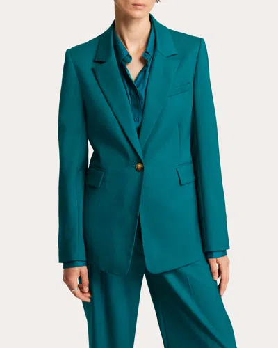 Argent Notched Lapel Single Button Blazer In Green