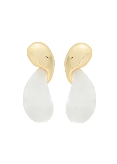 Alexis Bittar Liquid Lucite 14kt Gold-plated Drop Earrings In White