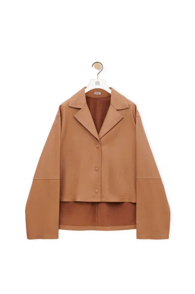 Loewe Leather Suede Shirt Jacket Long Sleeves In Brown