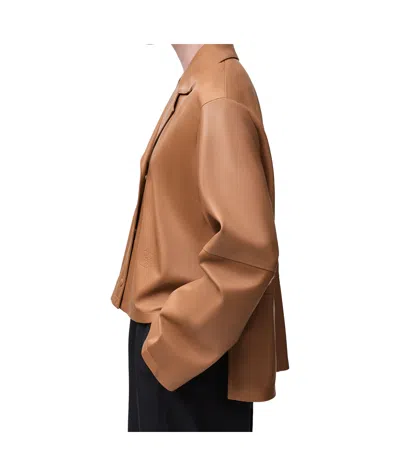 Loewe Leather Suede Shirt Jacket Long Sleeves In Brown
