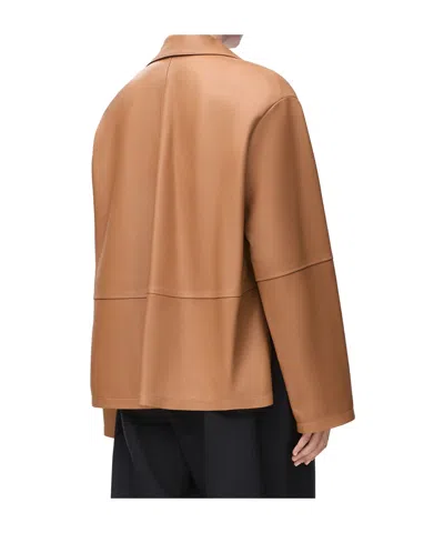 Loewe Leather Suede Shirt Jacket Long Sleeves In Brown