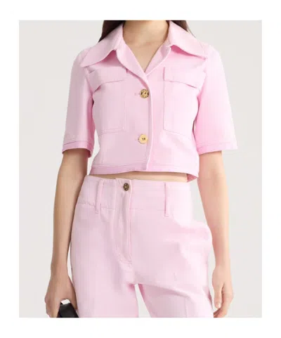 Patou Short-sleeves Buttoned Jacket In Pink