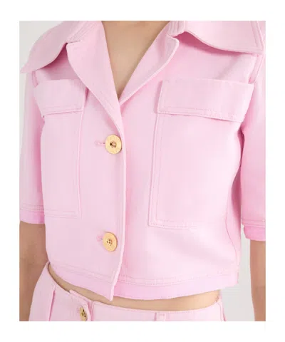 Patou Short-sleeves Buttoned Jacket In Pink