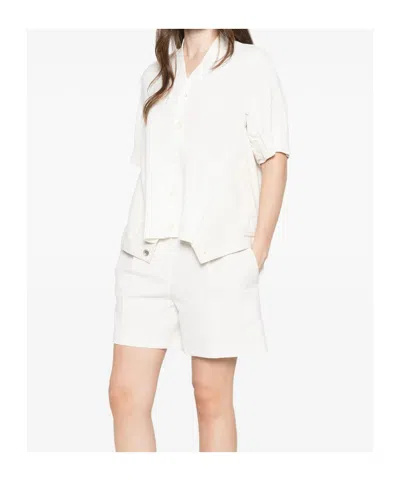 Sacai Womens Off White Knit-panel V-neck Cotton-blend Cardigan