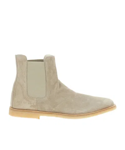Common Projects Elasticated-panels Leather Boots In Nude