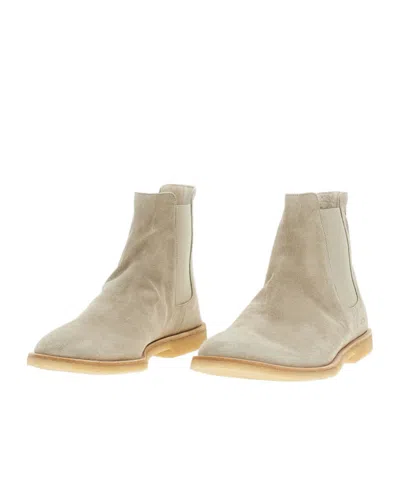 Common Projects Elasticated-panels Leather Boots In Nude