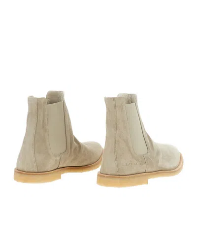 Common Projects Elasticated-panels Leather Boots In Nude